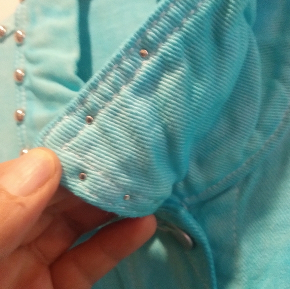 Studded Turquoise Jacket with Heart Design Professionally Riveted Over 100 Rivet - Picture 5 of 7
